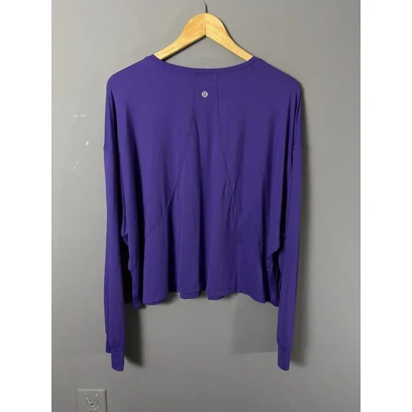 LULULEMON Womens Size XL? Purple Muscle Love Long Sleeve Shirt Top Oversized - Picture 4 of 5